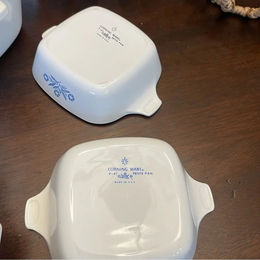 VINTAGE CORNING WARE White Blue Casserole Dishes